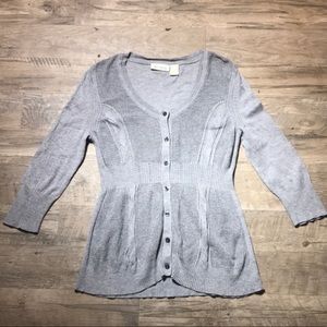 Sweater Cardigan Top | Gray/Grey Petite M